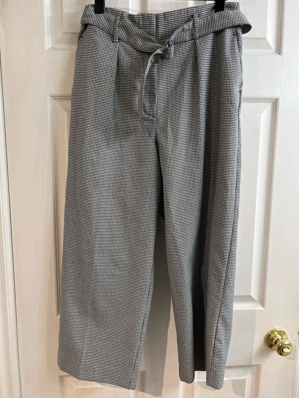 Reiss Mandi Belted Cropped Houndstooth Pants size 8